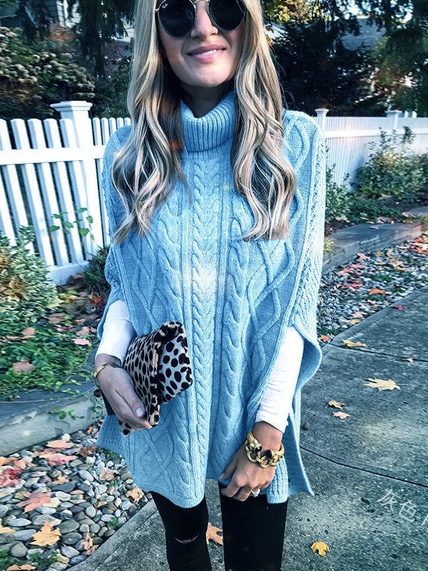 Suéter de Moda Urbana de Otoño Estilo Europeo y Americano, Cuello Alto, Color Sólido, Holgado, Elegante, Manga Larga para Mujer