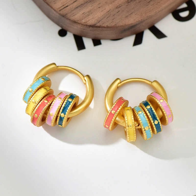 2024 новый стиль премиум-класса детонация нишевые дизайн ретро цветные капли глазури кружки капли глазурь съемные серьги серьги