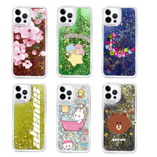 新款适用iphone12手机壳个性金色苹果14流沙手机壳液体流沙手机壳
