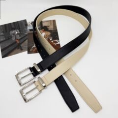 Vuja极简高级风方扣白色纳帕订染p腰带cleanfit经典百搭皮带