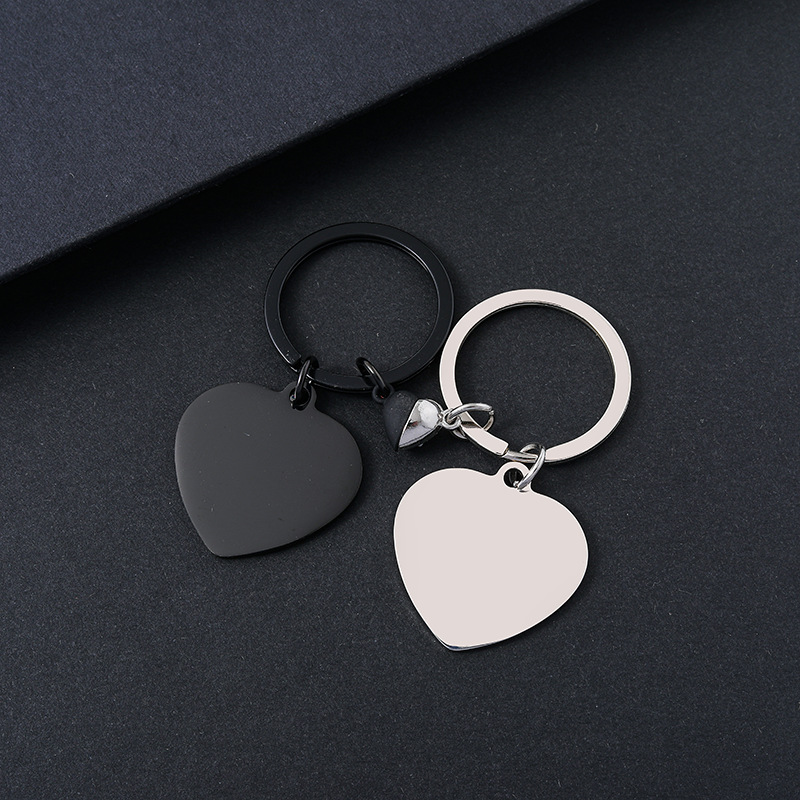 Unisex Gender Plating Design Modern Style Classic Style Customization Laser Engraving Heart Shape 201 Stainless Steel Plating Unisex Bag Pendant Keychain