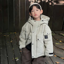 麦可希童装儿童冲锋衣外套2023冬季新品男童工装夹棉加厚派克服