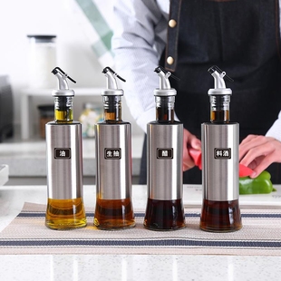 Kitchen Seasoning Bottle Set, Restaurant Household Vinegar Container, Sesame Oil Bottle, Vinegar Pot, Glass Oil Tank, Stainless Steel Oil Bottle