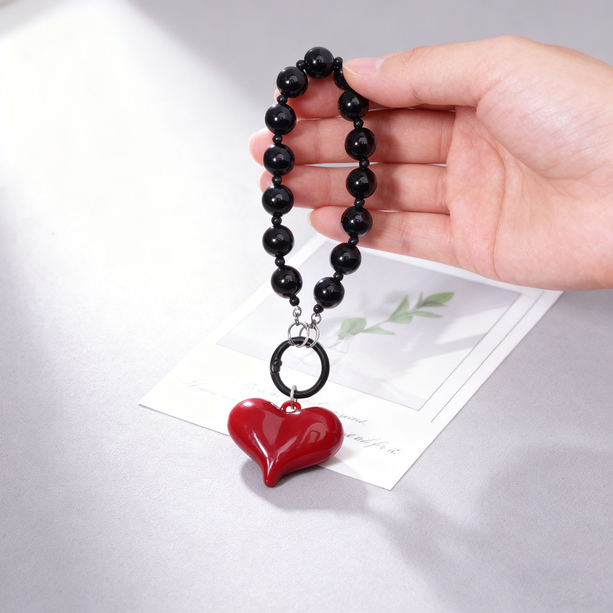 Heart Chain Pendant DIY Phone Case Chain Wrist Strap with Lanyard Bag Pendant Handheld Chain Phone Chain