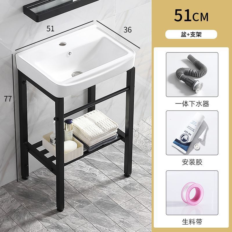 防锈卫生间易清洁小户型简装公寓落地式工程酒店洗手盆陶瓷一体盆|undefined
