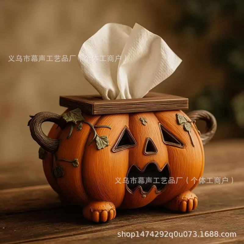 Halloween Pumpkin Tissue Box Holder万圣节南瓜纸巾盒架卫生架|undefined