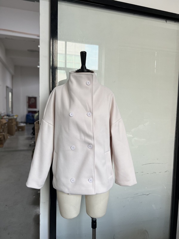 现货2025秋冬新品高级感气质立领短款毛呢双面呢外套女百搭上衣|undefined