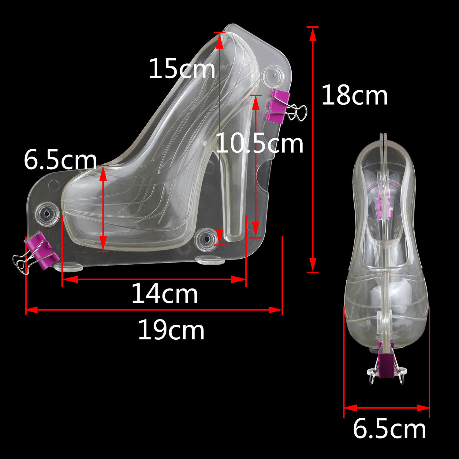 Large new 3D women's thick-soled high heels chocolate mold transparent plastic cake decoration mold