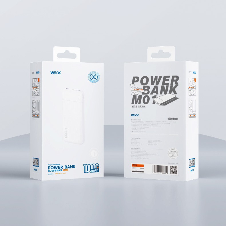 Weilixun M01S Mobile Power Supply 3C Certified Dual USB Port Mobile Phone Power Bank 10,000 Mah Compact and Portable