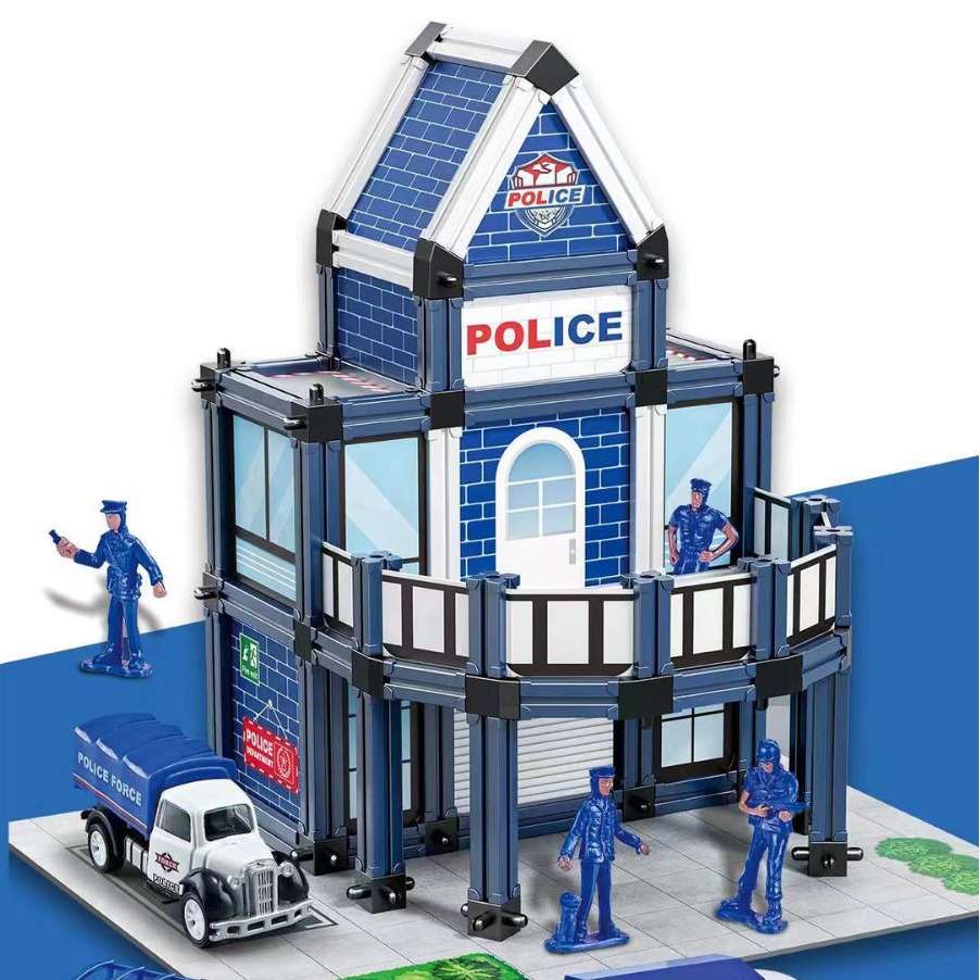 City Police Station Kidsren's Educational Building Blocks Police Car Puzzle Building Kidsren's Gift Family Interactive Perception Three-dimensional Empty