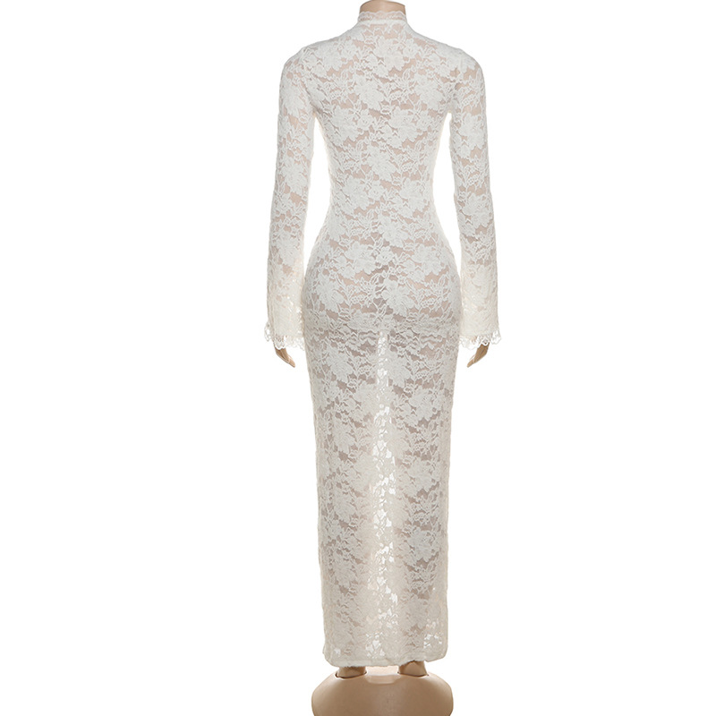 Detail of lace-up neckline and cutouts