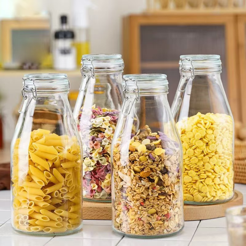 Botella de vidrio sellada, botella de alimentos, miel, limón, frutas, vinos, peppermint, frascos de almacenamiento domésticos