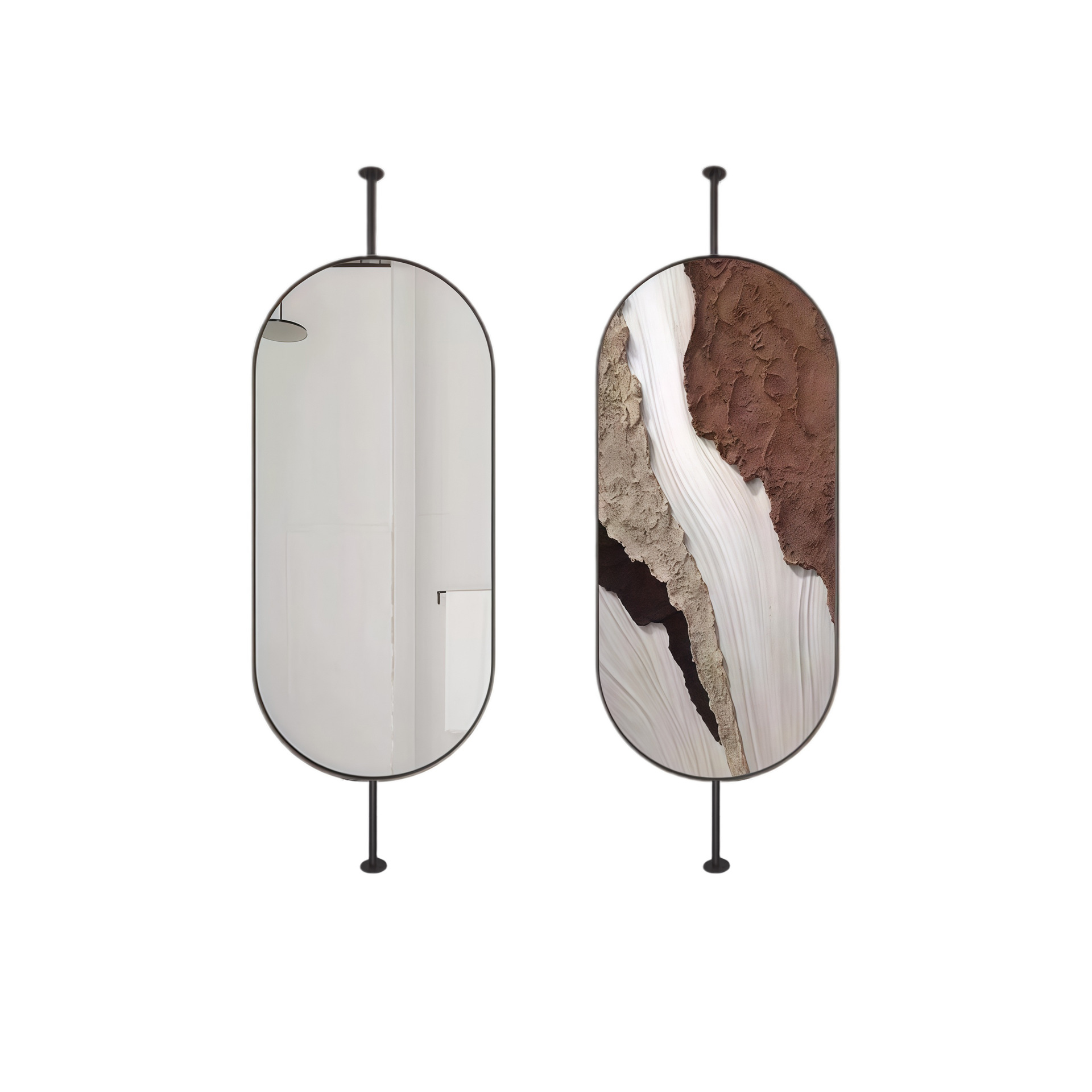 Espejo de baño colgante ovalado de aleación de aluminio con luz LED, para baño