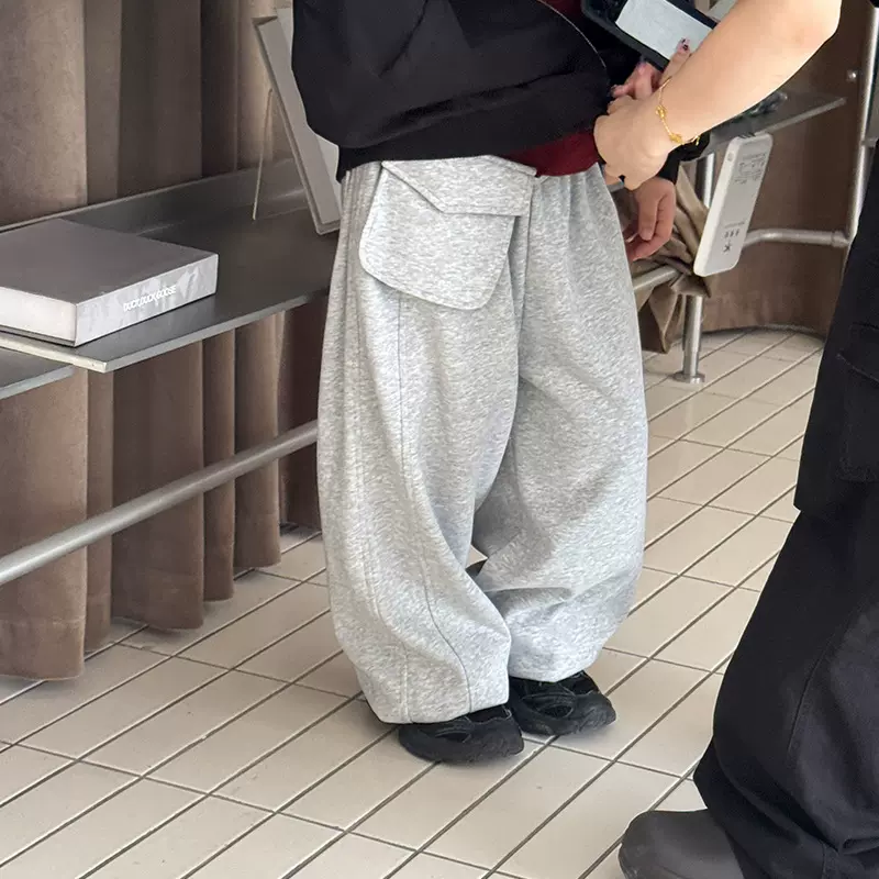2025秋冬男童针织卫裤韩版儿童束脚口休闲裤子童裤批发带小包潮牌