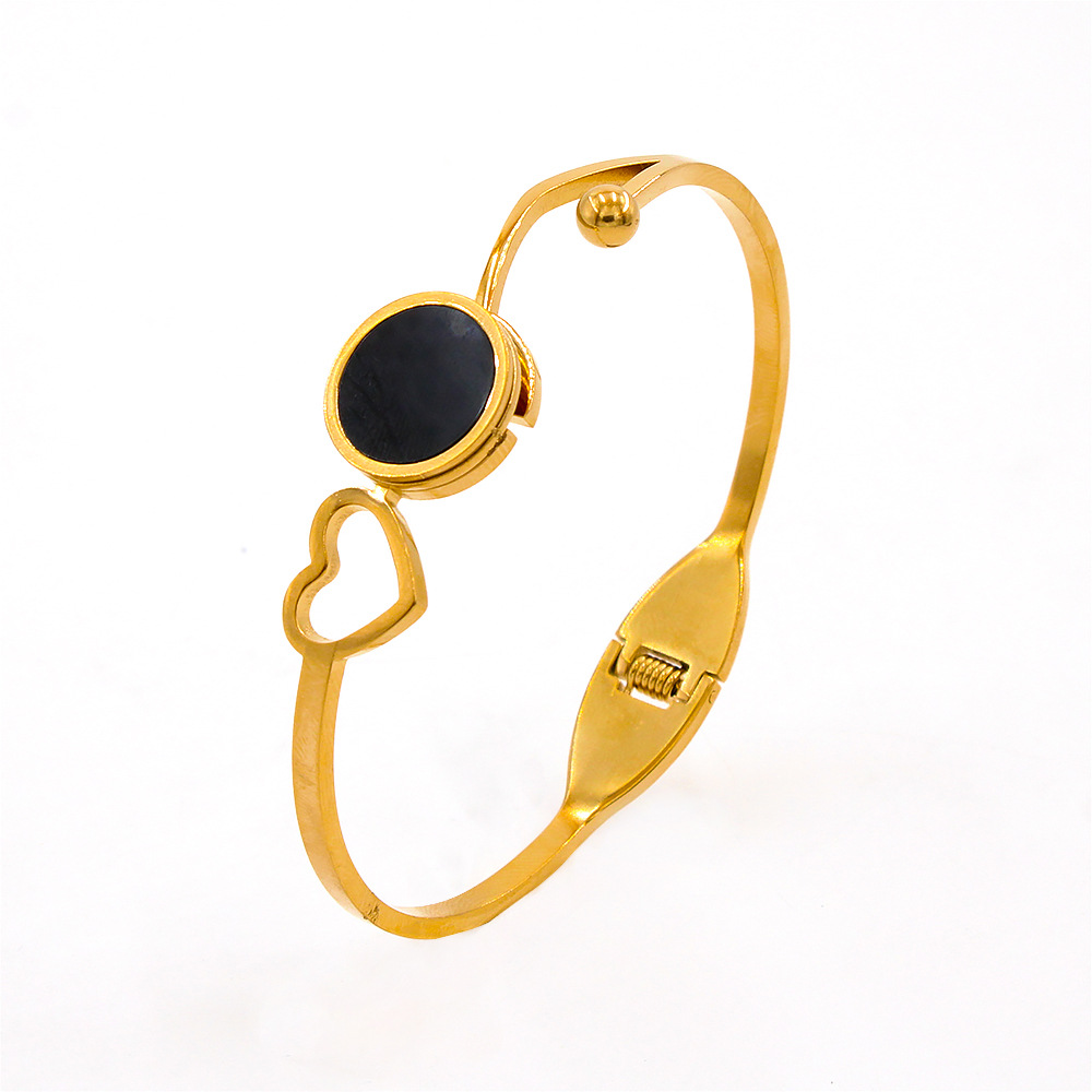 Fashion Heart Shape Butterfly Stainless Steel Plating Inlay Artificial Diamond Bangle 1 Piece