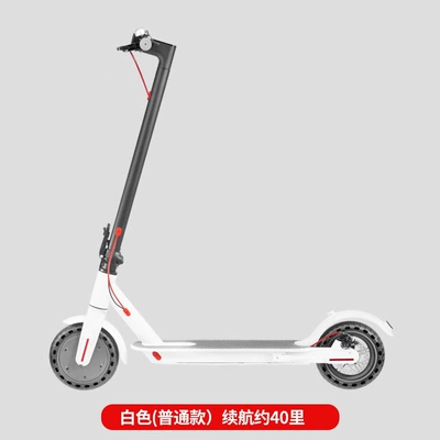 Qatlanan elektrik skuterlər scooters, lightweight foldable transportation - 36v-app3c-motorexplosion-proof-tirescar-battery-cell-8a-about-40-miles-range-white