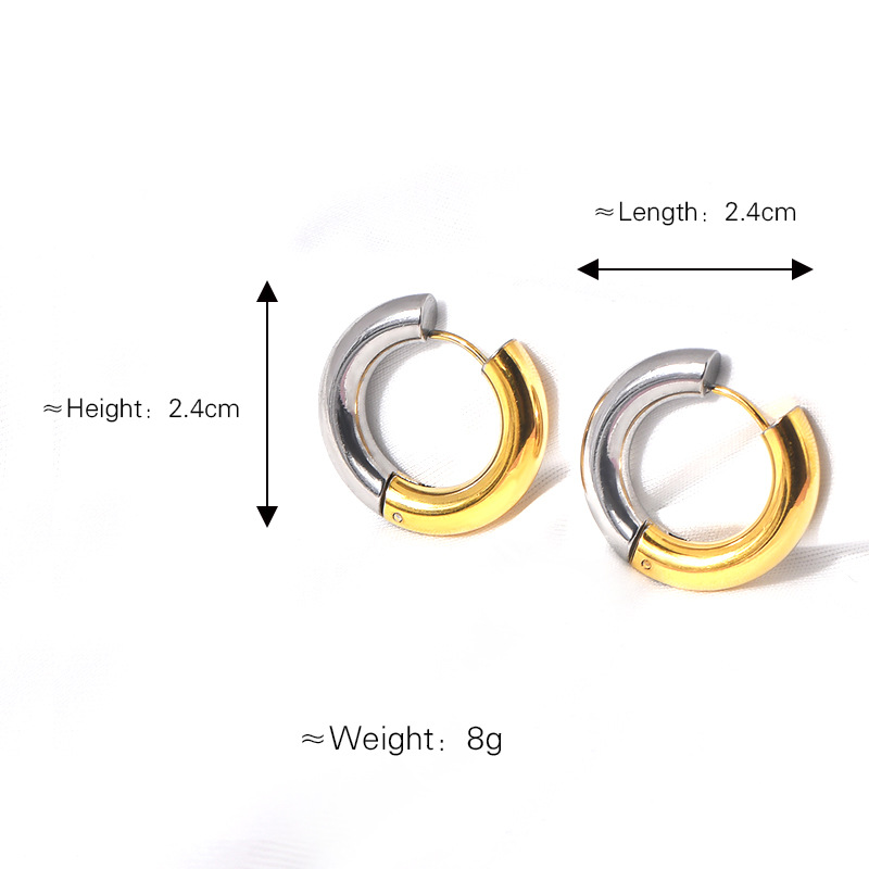 1 Pair Casual Simple Style Round Color Block Plating Titanium Steel Earrings display picture 2