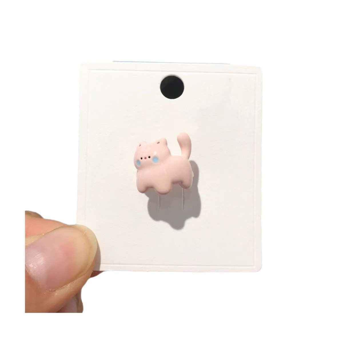 Cute gato negro ~ dibujos animados esmalte goteo de aceite hecha a mano personalidad de abrazaderas de orejas de la niña dulce sin agujeros de orejas de orejas de la mujer
