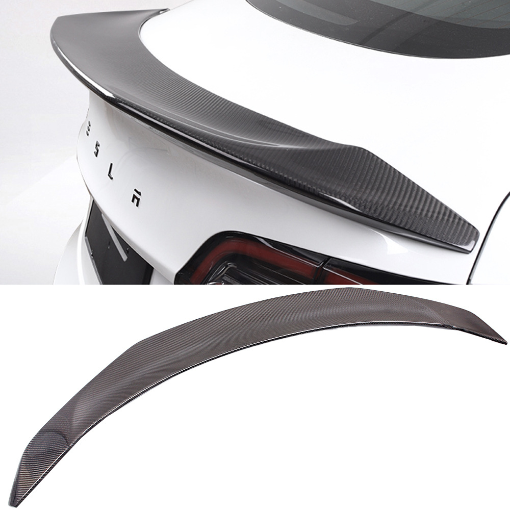 Suitable For Tesla Model3 Rear Wing V-type Carbon Fiber Fixed Wing Car Modification Without Punching Spoiler