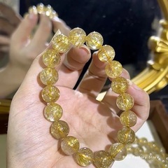 附证书天然金发晶手串发晶情侣收藏级diy批发