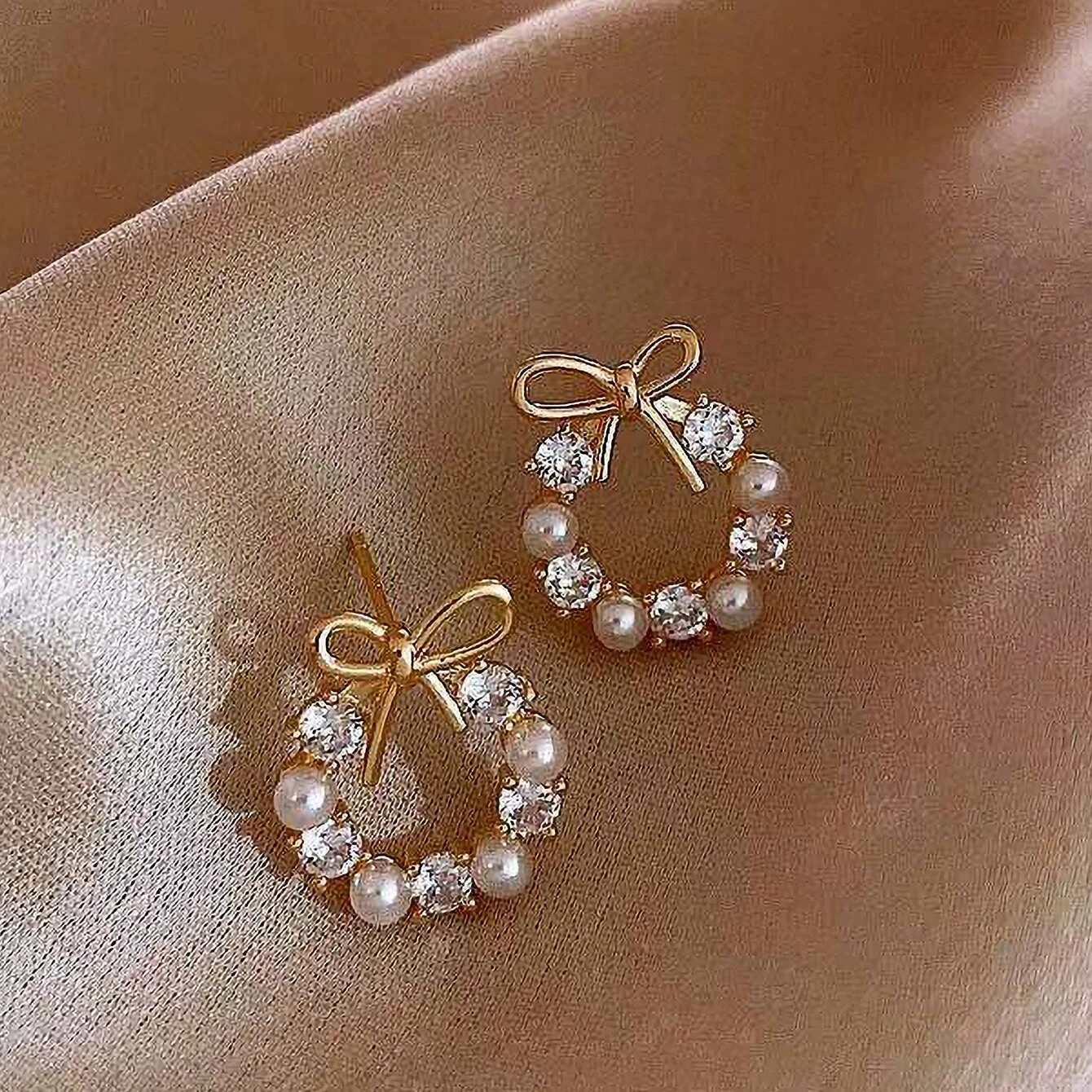 Серебряная игла с бантом, серьги, бусины из жемчуга, образец серебра 925, интернет-знаменитость