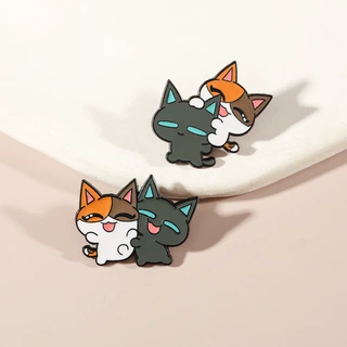 创意卡通情侣猫咪金属滴油胸针个性可爱徽章宠物猫服装配饰别针