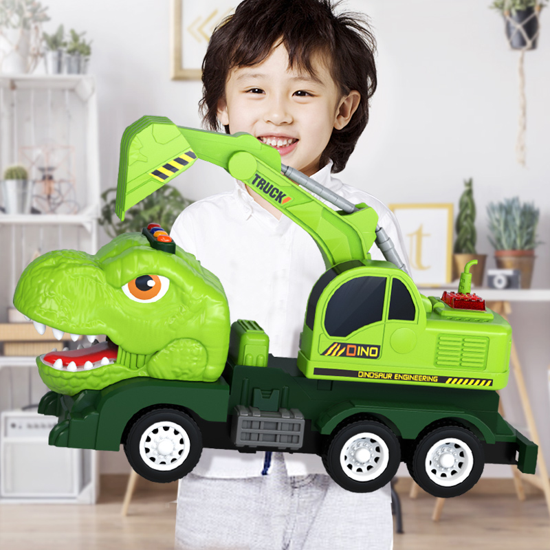 Excavadora de dinosaurios para niños, coche de juguete, coche de ingeniería, juego de juguete, excavadora de coche, excavadora de tierra, 3 años, 4 Jin Xiao