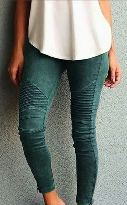 Los pantalones vaqueros de mujer de cintura alta arrugados transfronterizos de Amazon desean pantalones de levantamiento de cadera de ajuste Delgado multicolor