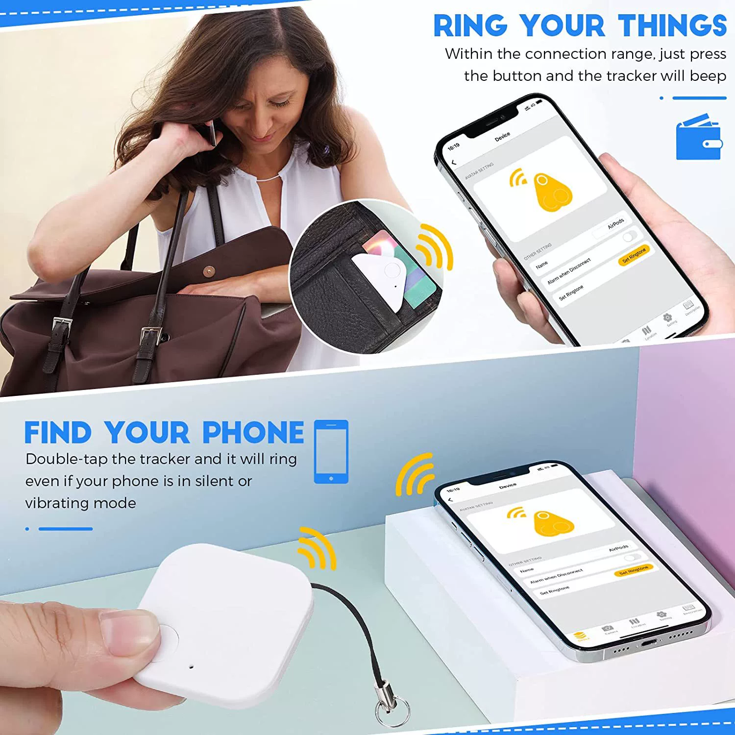 Factory spot smart key finder Bluetooth tracker breakpoint positioning square smart wireless anti-lost device