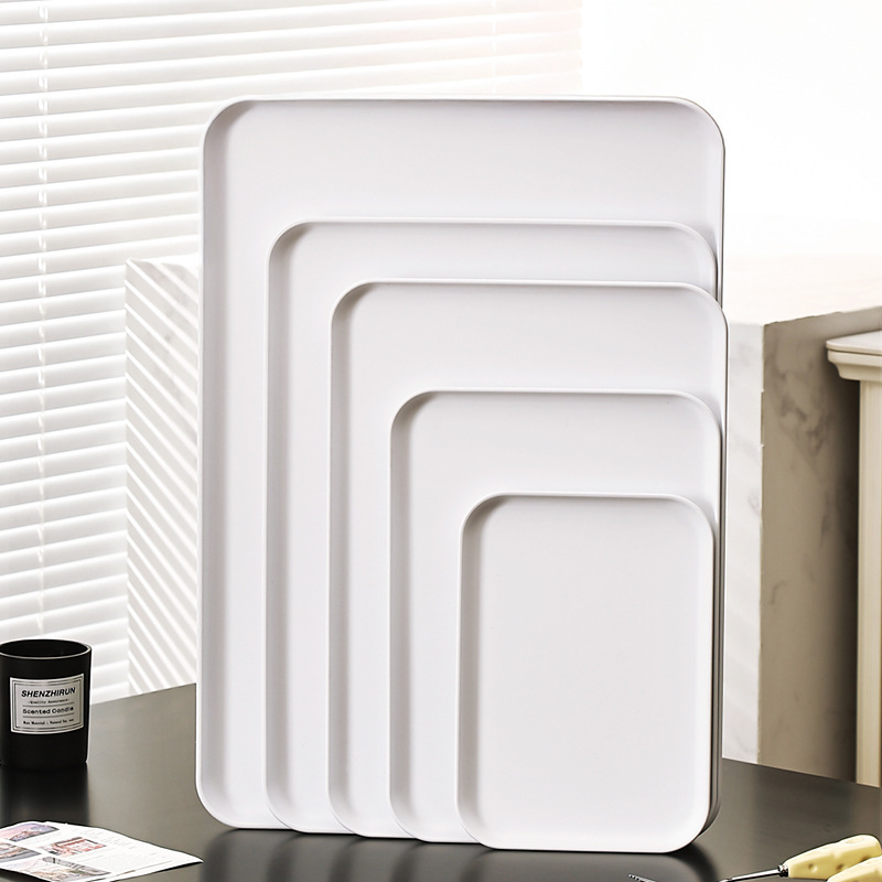 Factory Outlet Oversized White Tray Rectangular Household Water Cup Tea Cup Plate Kindergarten Bread Storage Plate