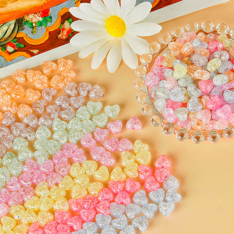 10 PCs/pack color love cute broken ice transparent beaded fresh straight hole DIY handmade earrings earrings material