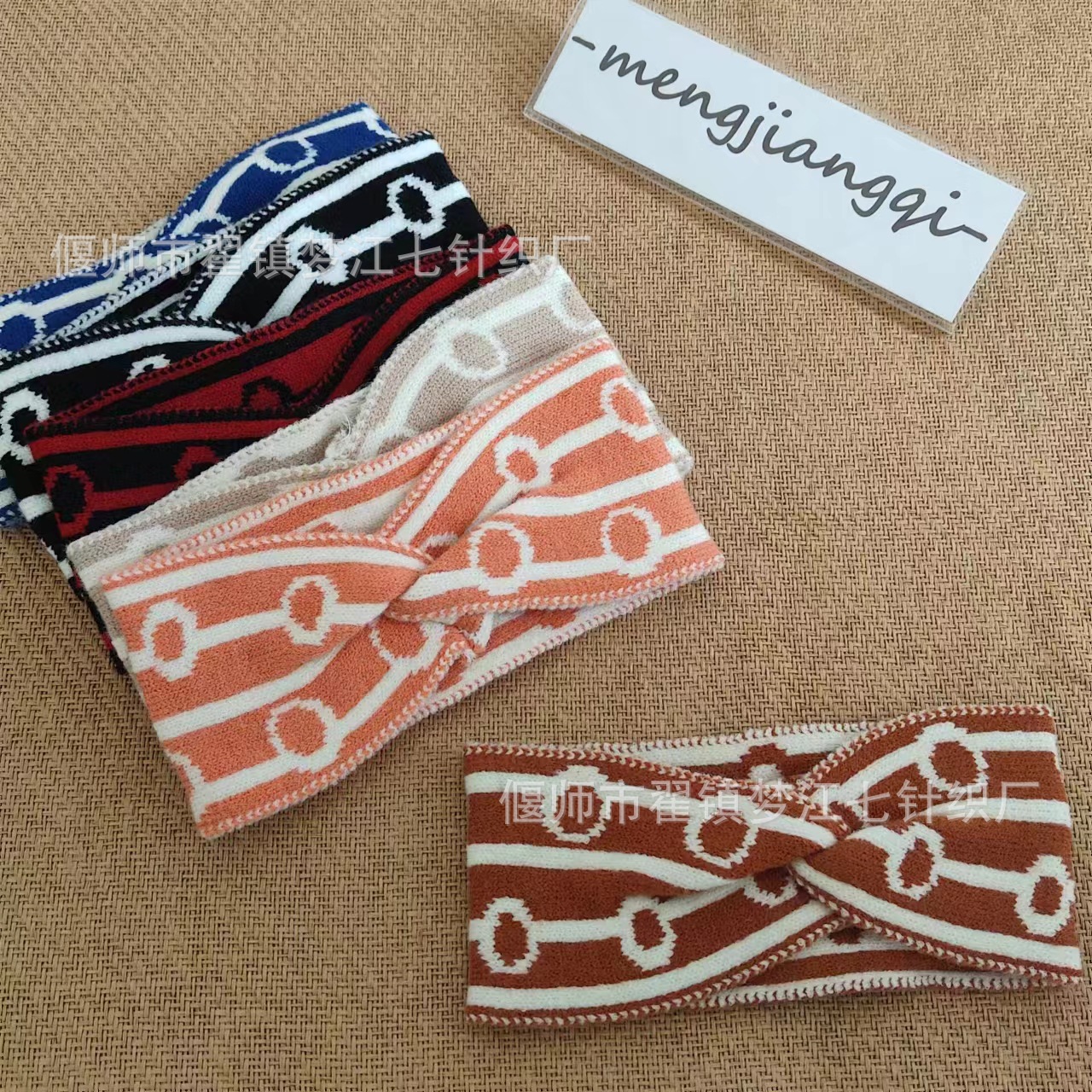 復古圓點髮帶月子包頭巾復古毛線束髮帶網紅針織髮帶交叉頭飾條紋