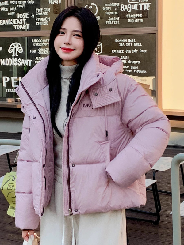 羽绒棉服女2025冬新款爆款小个子连帽宽松休闲加厚面包服棉衣外套|undefined