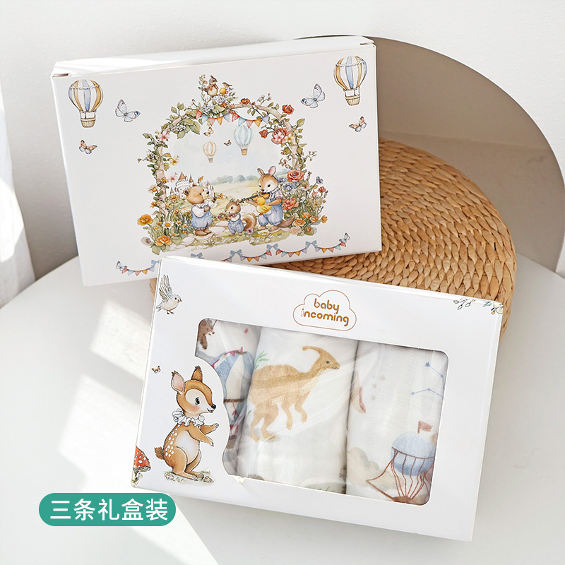 【礼盒装】3条童巾25*50cm（花型随机）