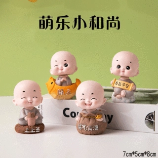 可爱车载平安汽车装饰品萌乐四不小和尚摇头公仔车内摆件批发代发