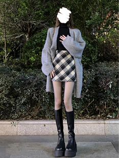 Coat, Bottoming Shirt, Skirt, Women's 2025 Beautiful Spring and Autum Rad Three-Piece Suit Knitted Sweater Cardigan New Style