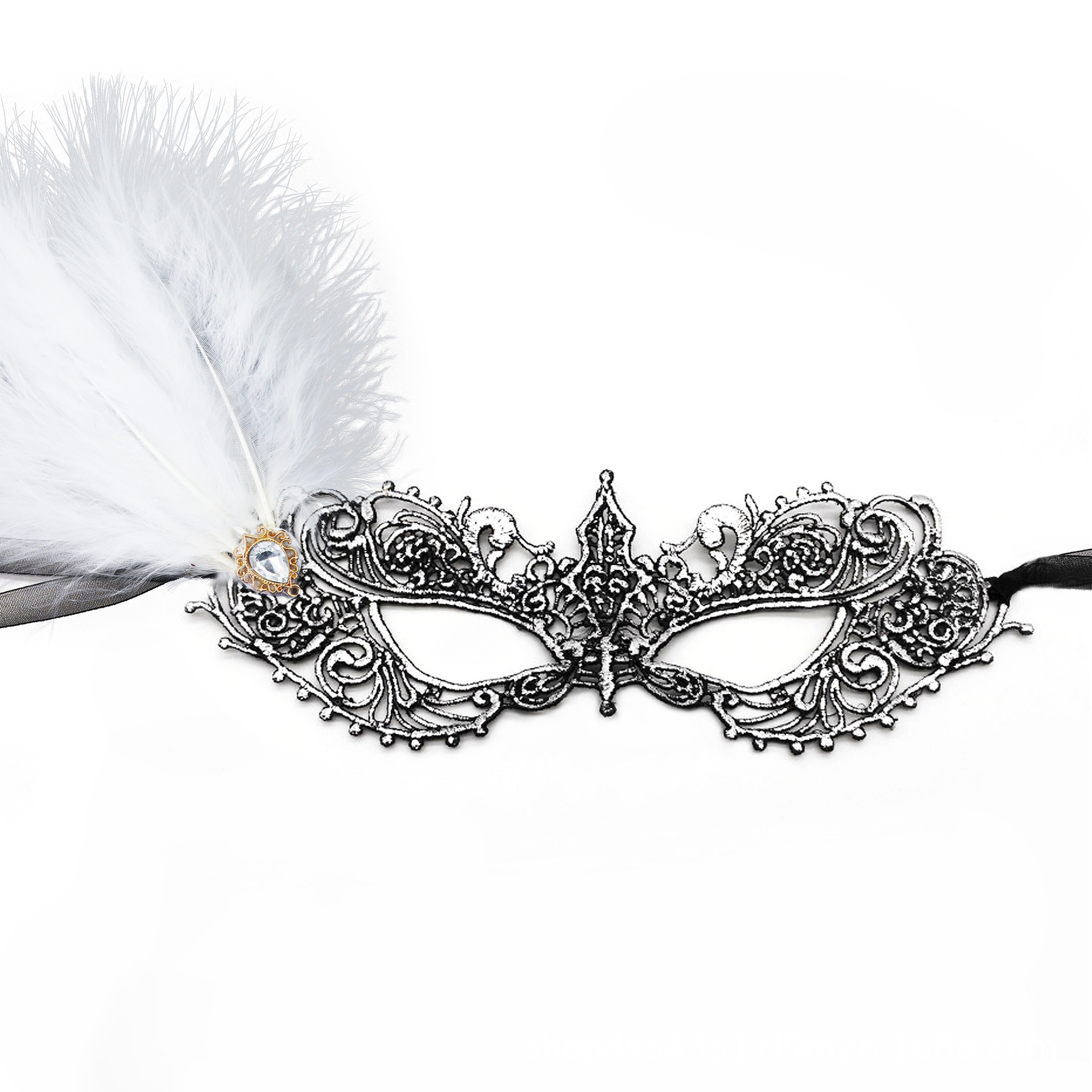 Máscaras de perforación de encaje de oro y plata transfronterizas, máscaras de fiesta de baile de maquillaje de damas con cara gruesa