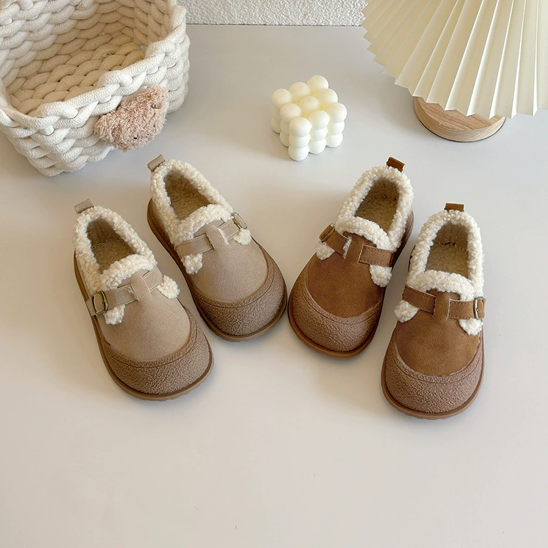 2024 зимние новые детские бархатные хлопчатобумажные туфли