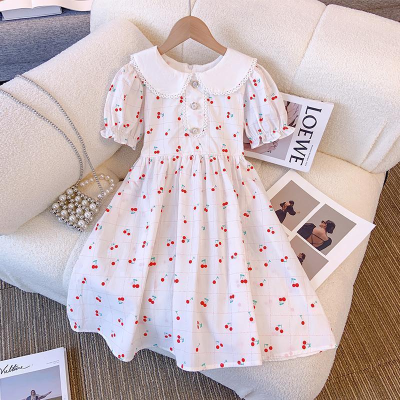 Girls Dress Summer Dress 2025 New Style Thin Doll Collar Princess Dress Little Girl Floral Dress Summer