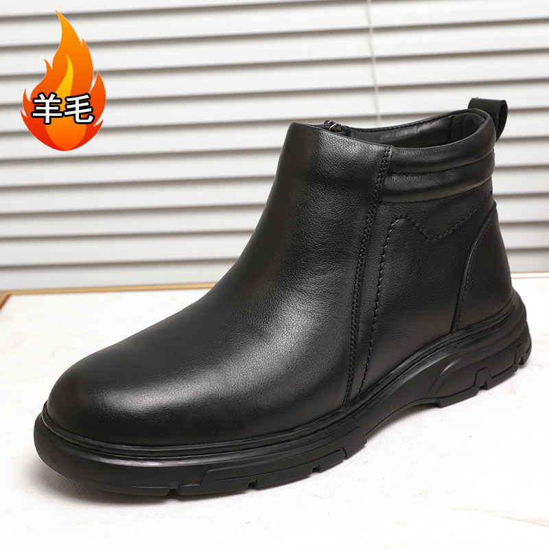 羊皮毛一体2025冬季新款真皮套脚男棉靴舒适保暖上线休闲棉鞋批发
