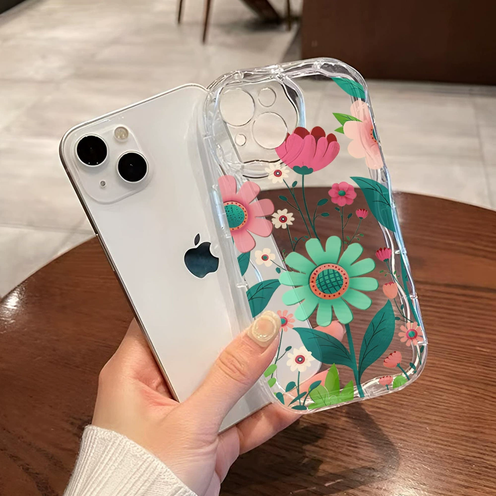Apple, iPhone 16, кремовый чехол для телефона, цветочный, 14promax, iphone, защита от падений