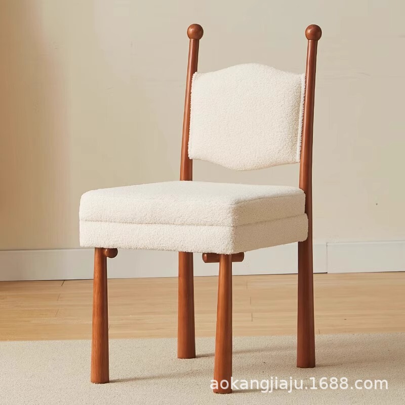 French Retro Solid Wood Dining Table and Chair Home Middle Ancient Dining Chair Designer Chair Bedroom Girl's Lamb Velvet Makeup Chair French Retro Solid Wood Dining Table and Chair Home Middle Ancient Dining Chair Designer Chair Bedroom Girl's Lamb Velvet Makeup Chair