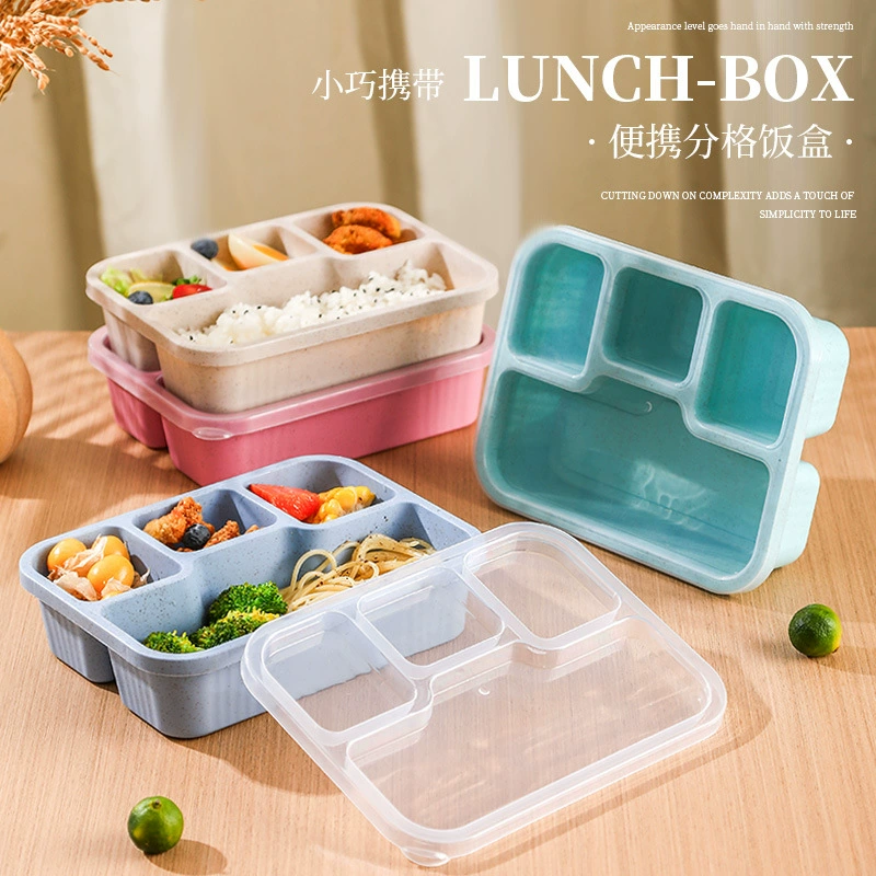 Lunch box, plastic 1000 ml, 4‑compartment kids bento for elementary students, mixed colors