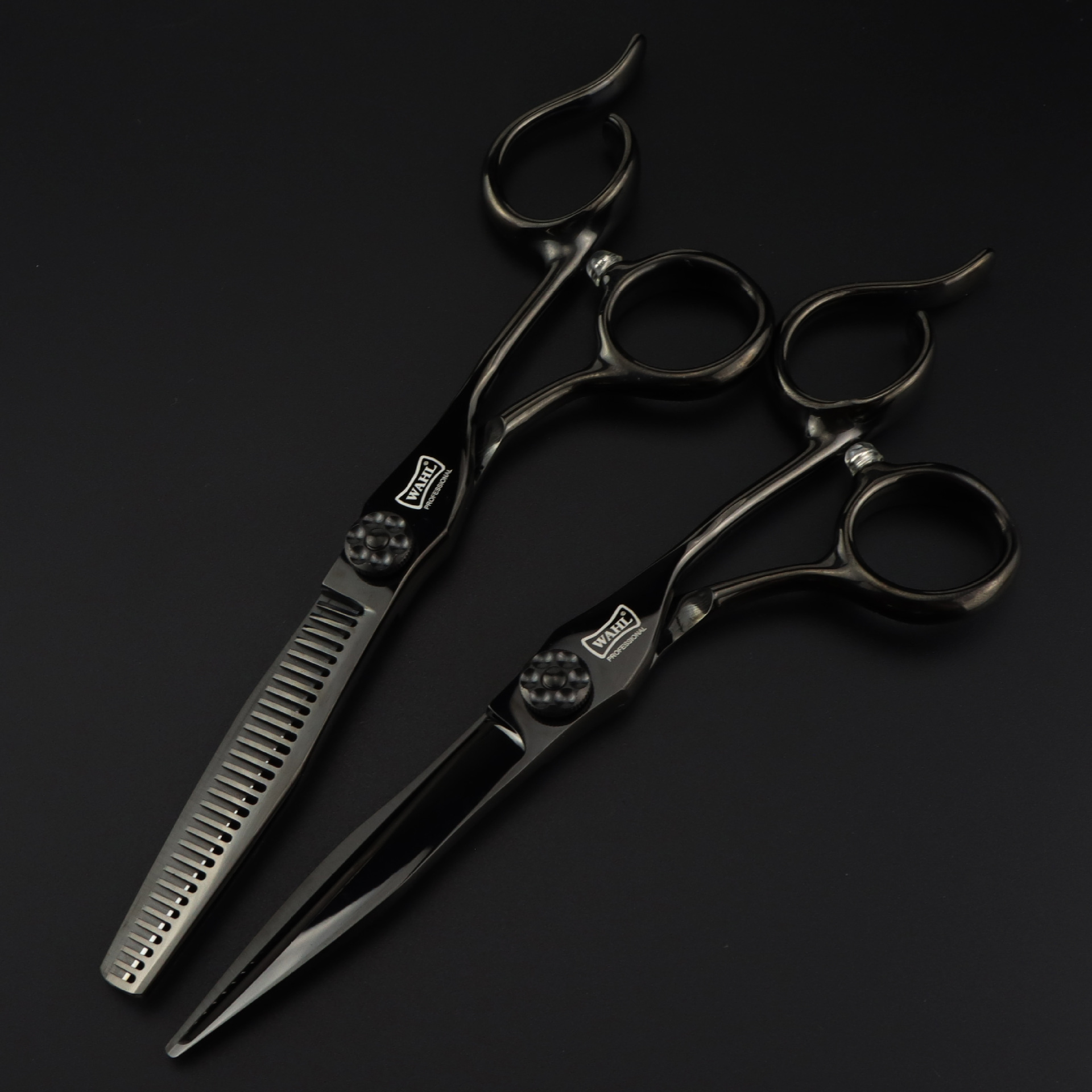 6.0 寸黑色电镀缺口柄华尔美发剪刀l理发剪平剪刘海剪牙剪