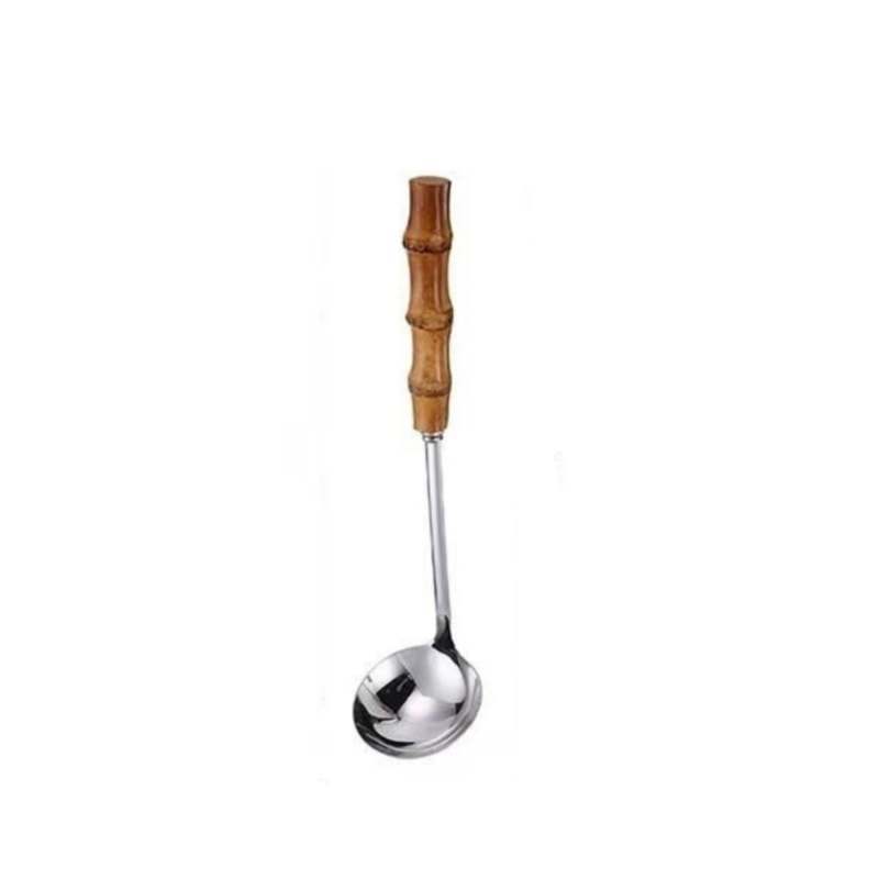 Cuchillo de bambú transfronterizo 304 Cuchillo, tenedor, mango de bambú natural, cuchara, tenedor, bistec, juego de tenedor, vajilla de acero inoxidable image 18