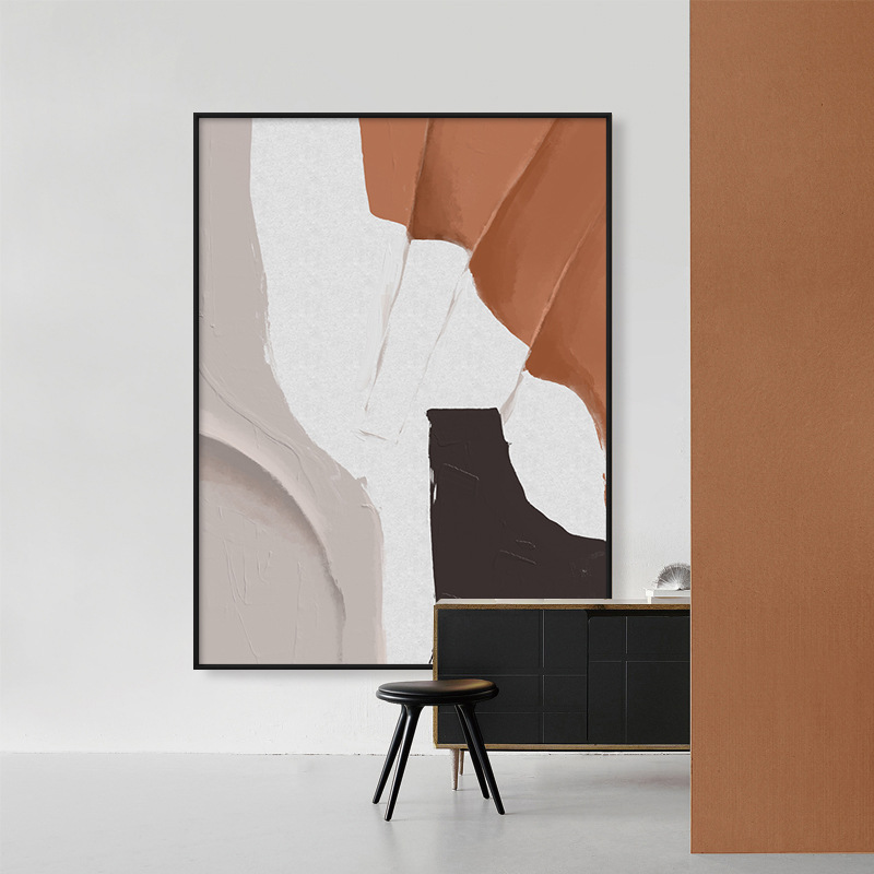 抽象的に大幅に着地した縦版の玄関の背景壁に飾られています。