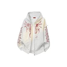 美式新款高街潮流恶魔翅膀哥特字母Logo印花开衫防晒衣卫衣中大童