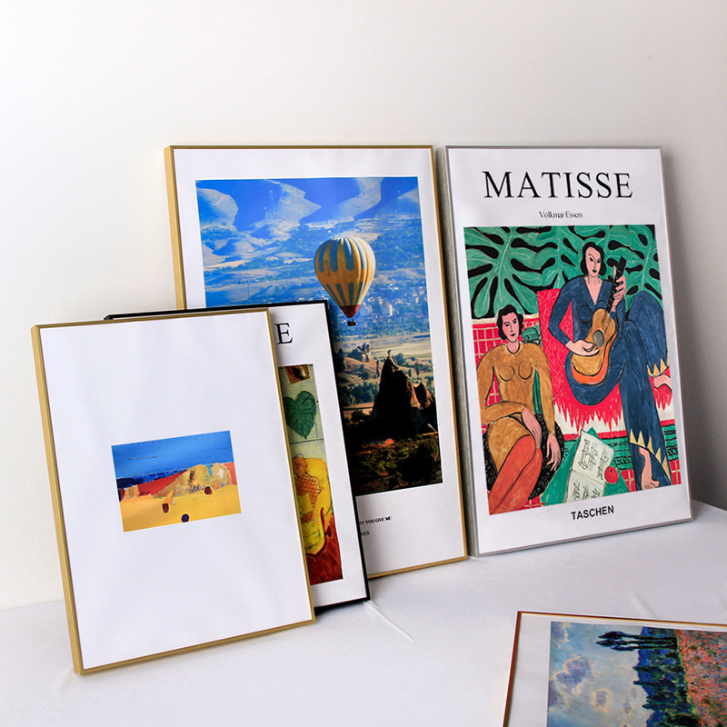 平面鋁合金相框簡約創意鋁合金相框裝裱海報拼圖畫框掛牆定細窄邊