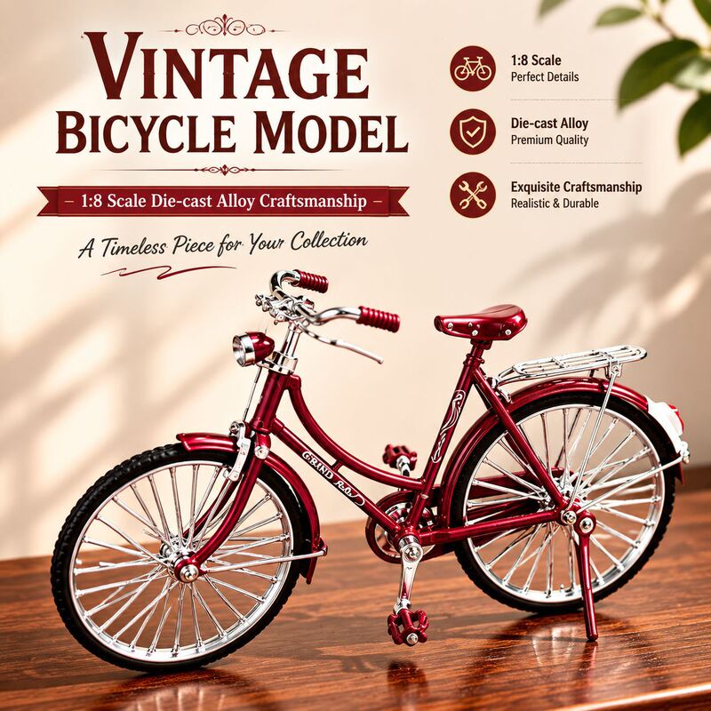 Cross-Border Hot-Selling 1:8 Die-Cast Retro Version 28-Inch Bicycle Model, Children's Toy Gift, Foreign Trade Wholesale Cross-Border Hot-Selling 1:8 Die-Cast Retro Version 28-Inch Bicycle Model, Children's Toy Gift, Foreign Trade Wholesale