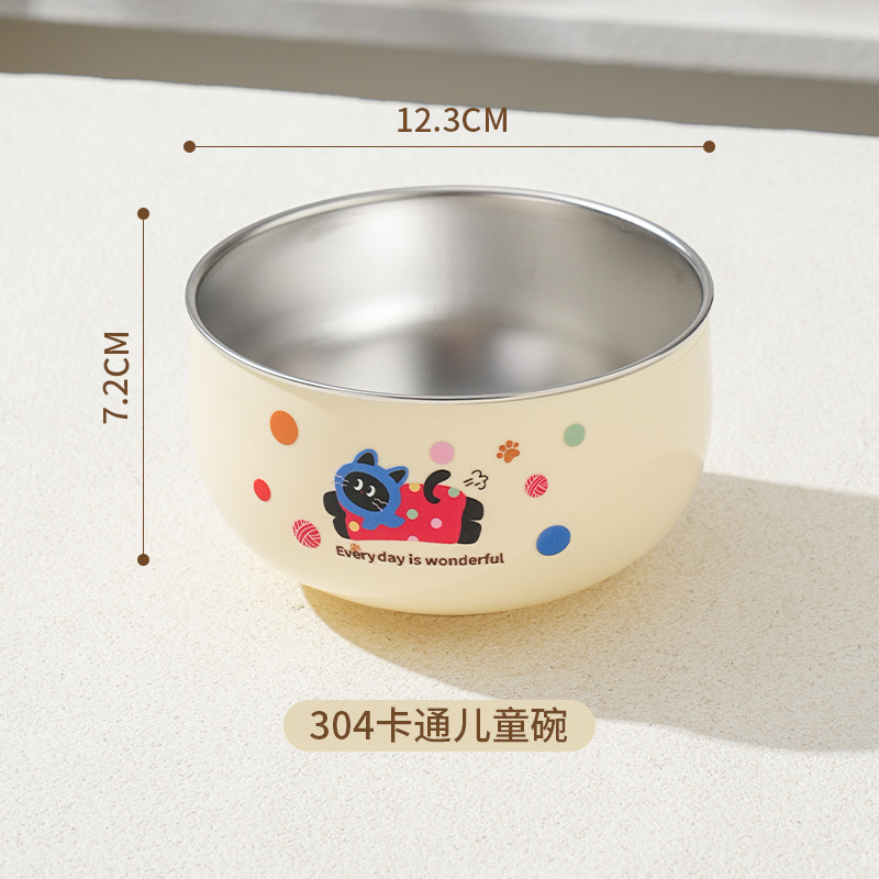 316不锈钢儿童宝宝喂养餐具儿童碗双层卡通辅食小碗可爱宝宝碗|undefined